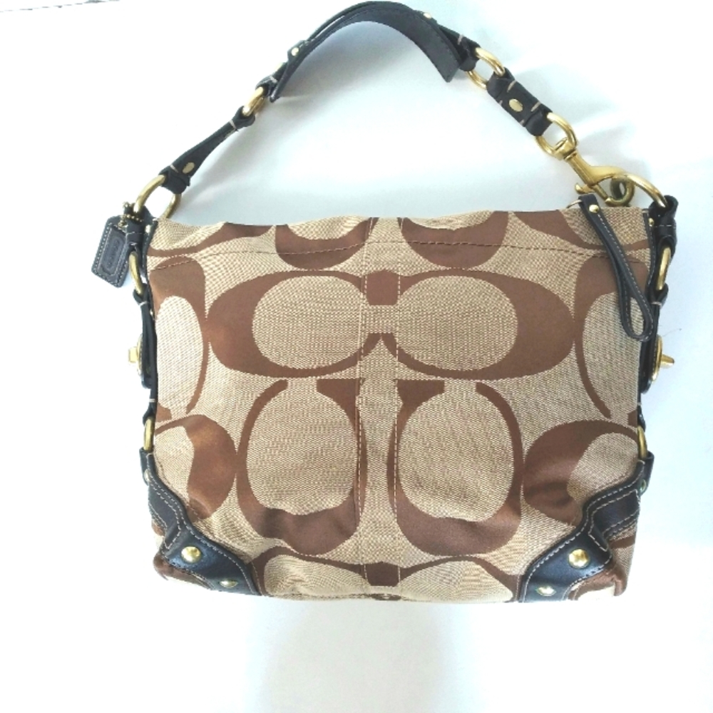 Coach black leather and canvas